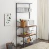 Modern Metal Wood 4-Shelf Kitchen Baker's Rack Microwave Stand