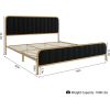 King Gold Metal Platform Bed Frame with Black Velvet Upholstered Headboard