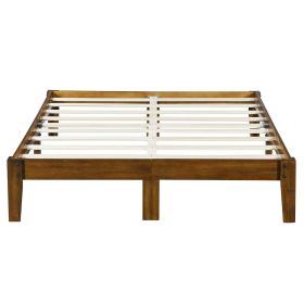 King size Solid Wood Platform Bed Frame in Brown Natural Finish