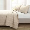 King/California King size Lightweight Beige Textured Cotton 3 Piece Quilt Set