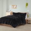 King/CAL King Black Soft Sherpa Faux Fur 3-Piece Comforter Set with Pillow Shams