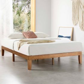 King size Solid Wood Platform Bed Frame in Natural Wooden Finish