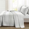 King size Scandinavian Chevron Grey White Reversible Cotton Quilt Set