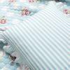 King size Vintage Rose Ruffle Edge Light Quilt Set in Blue White and Pink