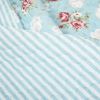 King size Vintage Rose Ruffle Edge Light Quilt Set in Blue White and Pink