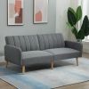 Modern Mid-Century Light Gray Linen-touch Polyester Futon Sleeper Sofa Bed