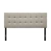 Full size Button-Tufted Headboard in Light Grey Taupe Beige Upholstered Fabric