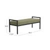 Modern Industrial Bed Bench with Black Metal Frame and Sage Green Velvet Cushion