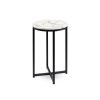 Round Cross Leg Design Coffee Side Table Nightstand with Faux Marble Top White/Matte Black