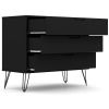 Modern Scandinavian Style Bedroom 3-Drawer Dresser in Black Wood Finish