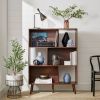 Mid Century Style Bookcase Storage Shelving Unit in Walnut Wood Finish