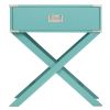 Marine Green Turquoise 1-Drawer Modern End Table Nightstand