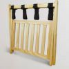 Solid Wood Luggage Rack with Bottom Storage Shelf in Natural with Black Straps