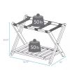 Solid Wood Luggage Rack with Bottom Storage Shelf in Natural with Black Straps