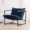 Modern Navy Blue Upholstered Accent Chair with Metal Frame