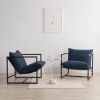 Modern Navy Blue Upholstered Accent Chair with Metal Frame