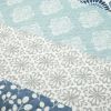 Full/Queen Lightweight 3 Piece Reversible Botanical Blue Damask Quilt Set