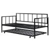 Twin size Heavy Duty Metal Daybed with Roll-Out Trundle Bed