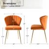 Orange Velvet Upholstered Wingback Accent Side Chair with Gold Metal Legs