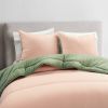 Twin/XL Soft Lightweight Reversible Quilted Comforter Set in Green/Pink