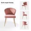 Pink Velvet Upholstered Wingback Accent Side Chair with Gold Metal Legs