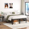 Queen 18-inch Rounded Edge Corners Metal Bed Frame with Under-bed Storage Space