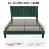 Queen size Green Velvet Upholstered Platform Bed Frame with Headboard