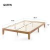 Queen size Solid Wood Platform Bed Frame in Natural Wooden Finish