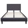 Queen size Dark Gray Fabric Upholstered Platform Bed Frame with Headboard