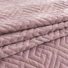 Queen Violet/Rose-Wood Velvet Microfiber Polyester Reversible 3-Piece Quilt Set