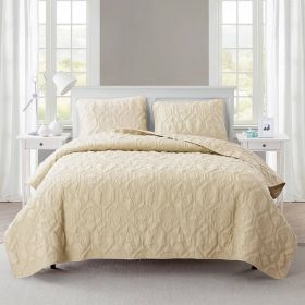 Queen Coastal Beach Starfish Seashells Seahorse Sand Tan 3-Piece Quilt Set