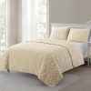 Queen Coastal Beach Starfish Seashells Seahorse Sand Tan 3-Piece Quilt Set