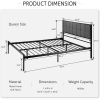 Queen Metal Platform Bed Frame with Gray Button Tufted Upholstered Headboard