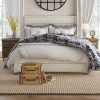 Queen Size Solid Wood Platform Bed Frame with Headboard in Rustic White Finish