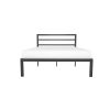 Queen Black Metal Platform Bed Frame with Headboard Included