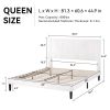 Queen size White Velvet Upholstered Platform Bed Frame with Headboard