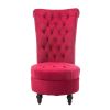 Red Tufted High Back Plush Velvet Upholstered Accent Low Profile Chair