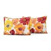 King size Orange Red Flowers Lightweight Polyester Microfiber Quilt Set