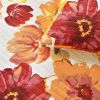 Full/Queen Red Orange Flowers Lightweight Polyester Microfiber Quilt Set