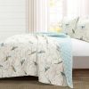 Full/Queen Reversible Lightweight Polyester Floral Birds 3 Piece Quilt Set