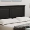 Full Traditional Solid Oak Wooden Platform Bed Frame with Headboard in Black