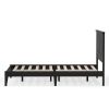 Full Traditional Solid Oak Wooden Platform Bed Frame with Headboard in Black