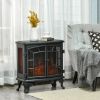 Black Remote Controlled Electric Fireplace Heater Realistic LED Flames and Logs