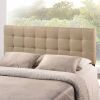 Queen size Modern Beige Tan Taupe Fabric Tufted Upholstered Headboard