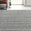 6.5 ft. x 9 ft. Blue Grey Chevron Coastal Boho Style Indoor Outdoor Area Rug