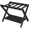 Sturdy Bamboo Luggage Rack in Black Wood Finish with Lower Storage Shelf