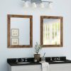 Set of 2 Modern Farmhouse Mirror Set Distressed Brown Wood Frame 31 x 24 inch