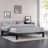 King size Modern Black Metal Platform Bed Frame with Wood Slats