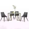 Modern 47-inch x 31-inch Tempered Glass Top Dining Table with Gold Metal Frame