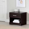 Modern 1 Drawer Nightstand End Side Table Storage in Dark Brown